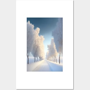 White Winter Ways - An almost white and serene winter path in cool sunlight Posters and Art